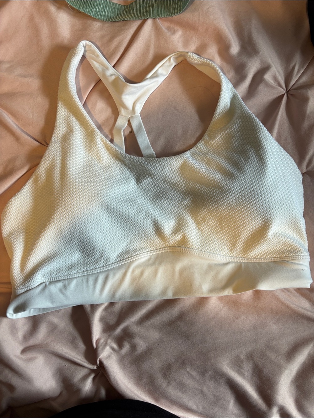 ZYIA White Racerback Sports Bra with Textured Fabric
